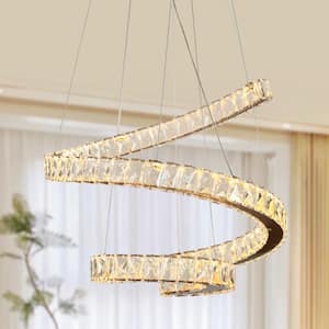 Metorcalipia 1-Light Integrated LED Plating Brass Spiral Chandelier with Crystals