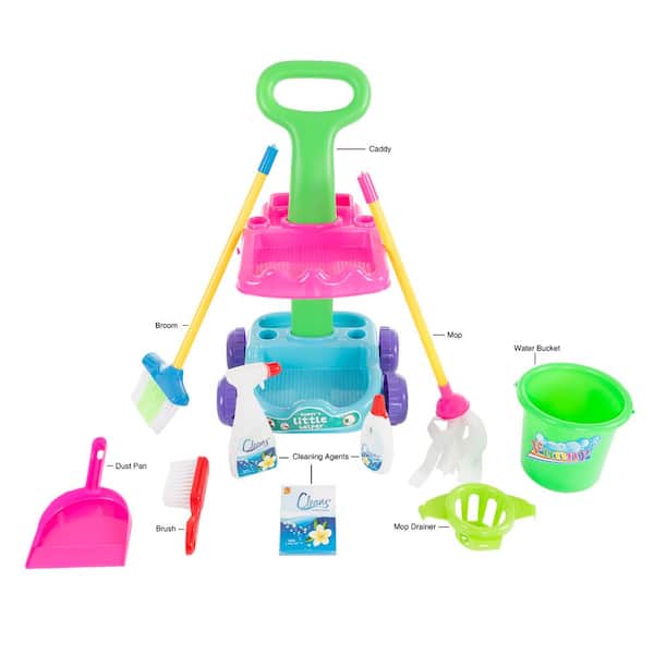 Hey! Play! Pretend Play Cleaning Set and Caddy on Wheels HW3300001 - The  Home Depot