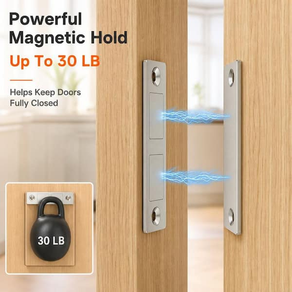 Numhew 8-Pack Silver Ultra Thin Magnets Latch, Kitchen Door