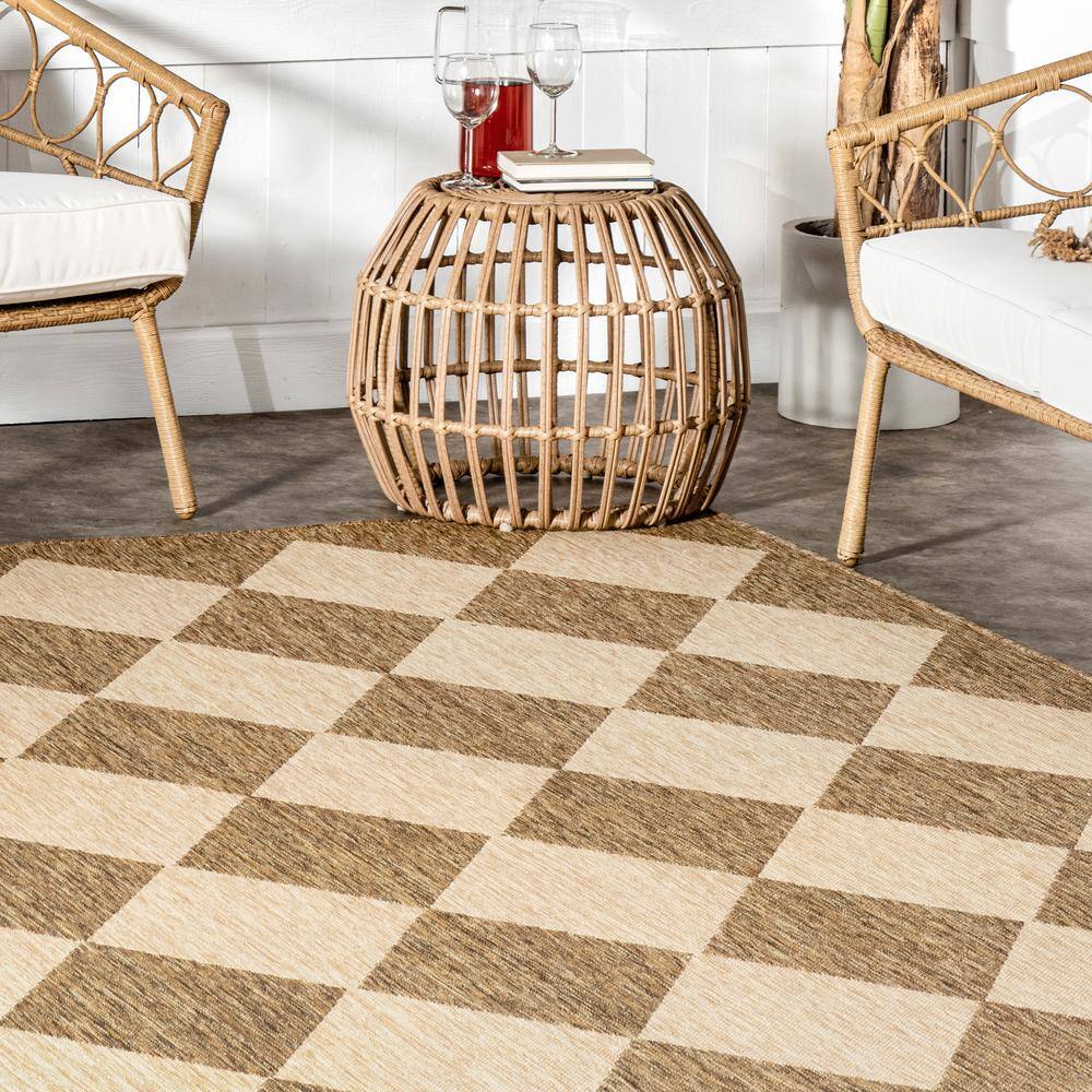 Beige 5' x 8' Trellis Synthetic Easy-Care Area Rug