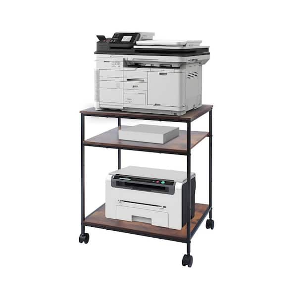 Large Printer Stand 23.6x18.9x31.5 3 Tier Rolling Printer Table with Adjustable Storage Shelf Heavy Duty for Office