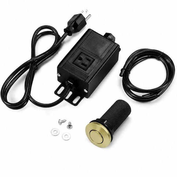 2.5 in. H x 1.5 in. W x 1.5 in. D Garbage Disposal Air Switch Kit with Brushed Gold Button