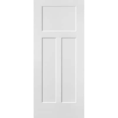 36 in. x 80 in. Winslow Primed 3-Panel Solid Core Composite Interior Door Slab
