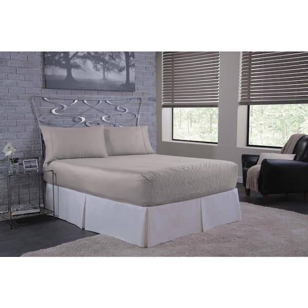 BedTite Absolutely Fitting 4-Piece Silver Solid 500 Thread Count Cotton King Sheet Set