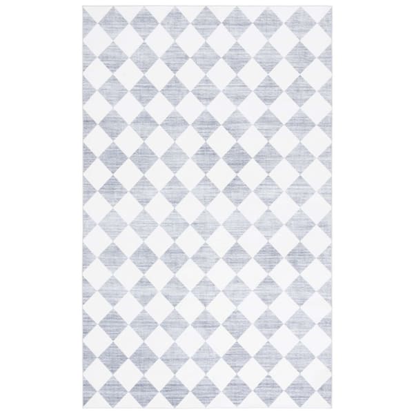Santa Clara 3 ft. x 5 ft. Ivory/Gray Distressed Checkered Washable Area Rug