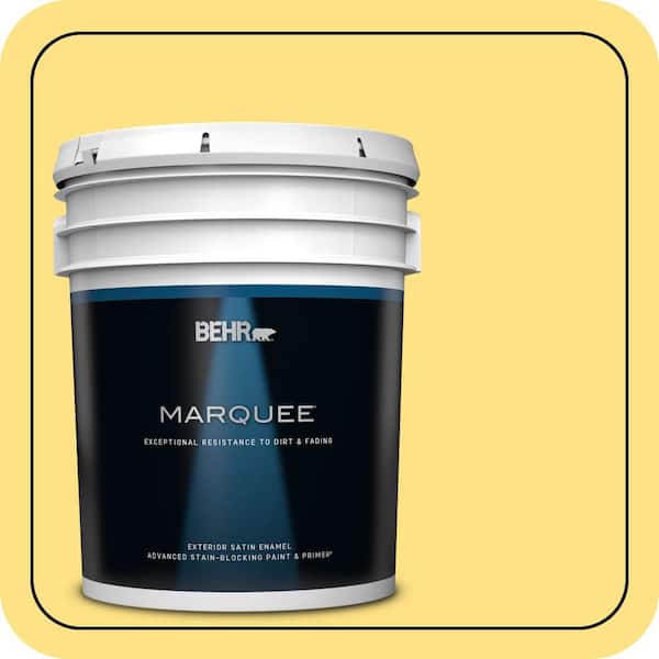 BEHR MARQUEE 5 gal. #380B-4 Daffodil Yellow Satin Enamel Exterior Paint & Primer