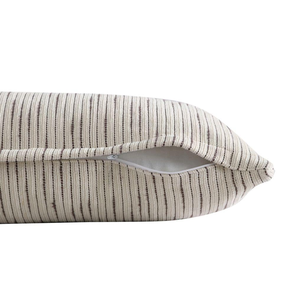 Kids Unisex Cotton Chenille Lumbar Throw Pillow, Light Beige