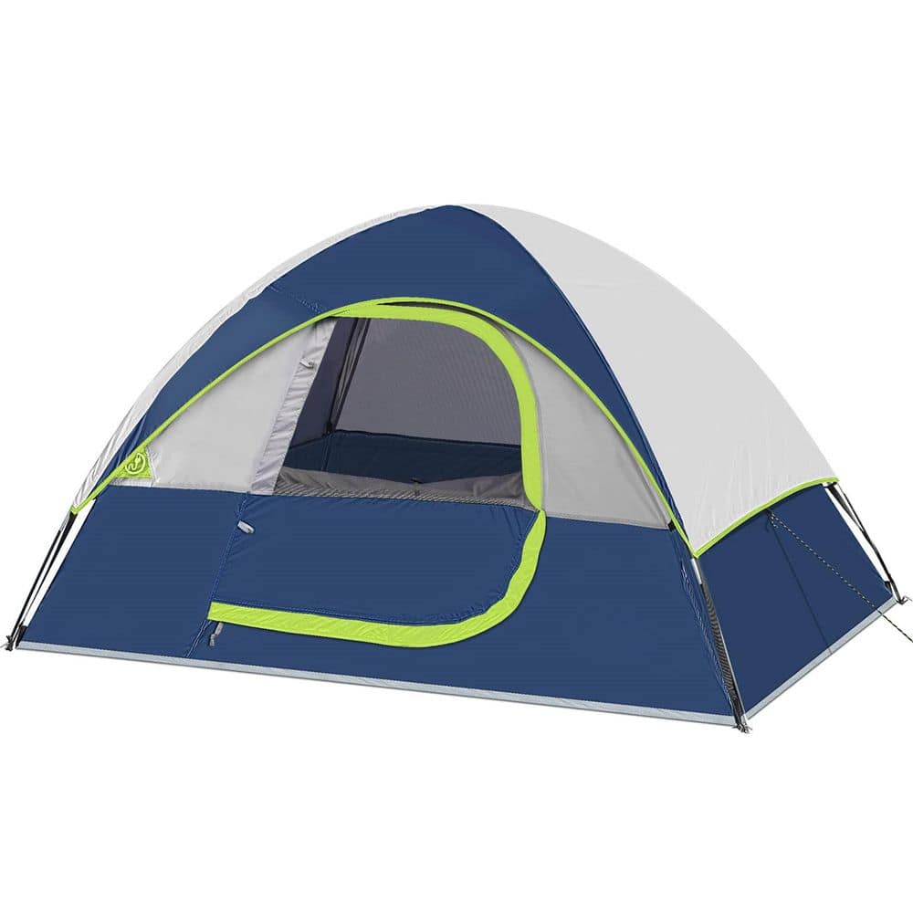 MOEPISY Camping Tent 7 ft. x 5 ft. Dark Blue 2 Person with Rainfly