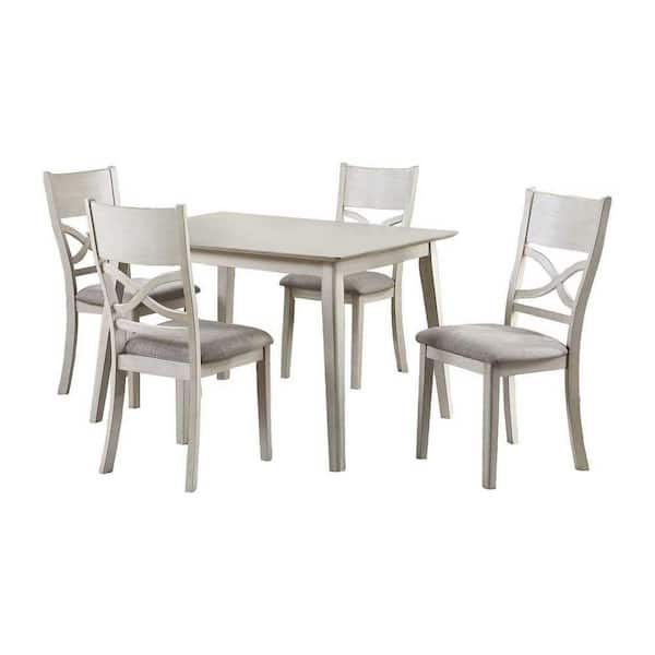 EVERGLADE HOME Chromis 5-Piece Rectangular Antique White Wood Top Dining Room Set