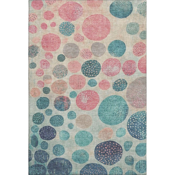 Mayfield Premium Machine Washable Abstract AMF1952 Teal 10 ft. x 14 ft. Area Rug