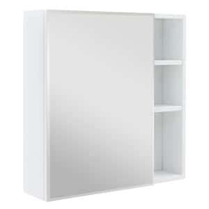 21.70 in. W x 5.00 in. D x 22.00 in. H Bathroom Storage Wall Cabinet in White With Mirror