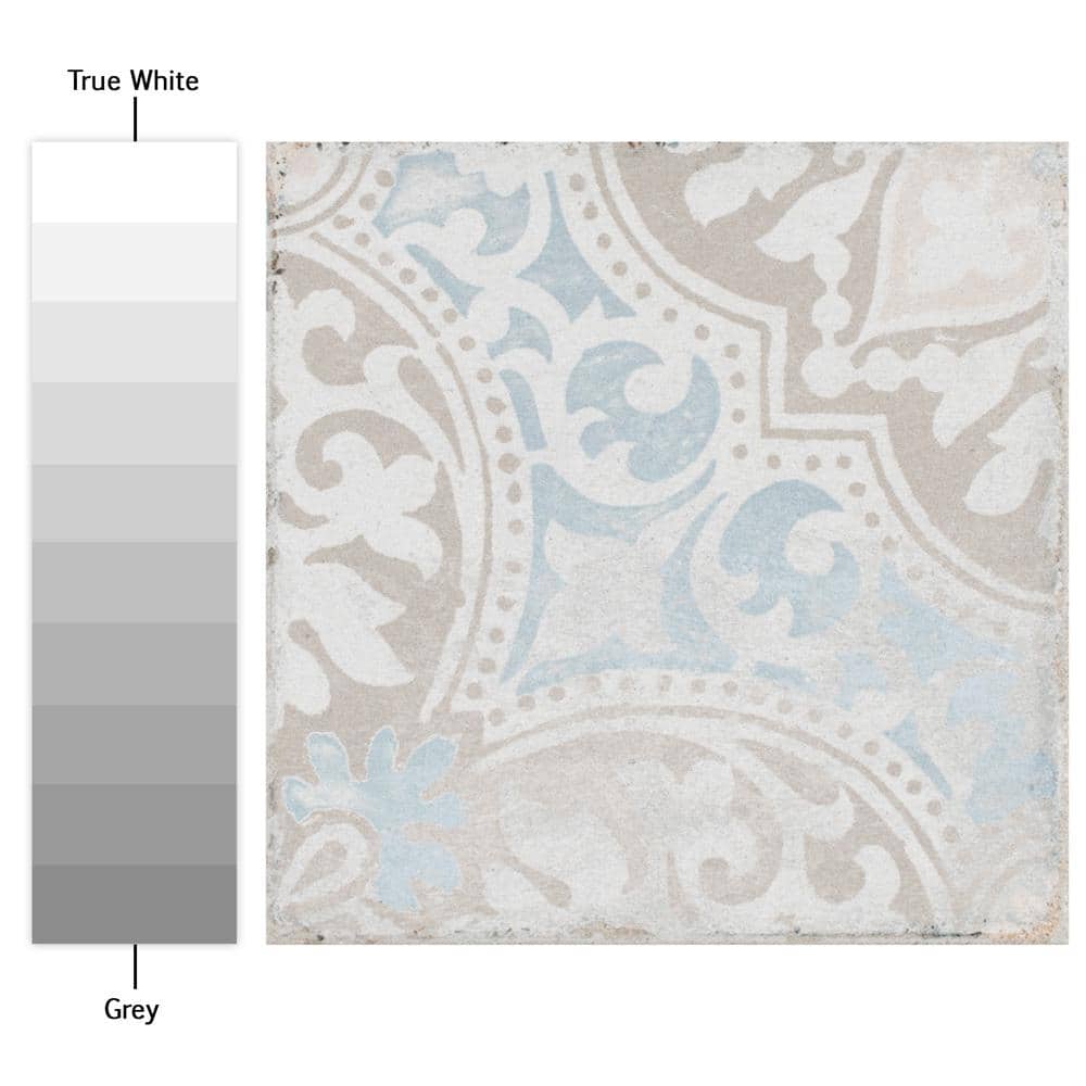Barcelona 6" x 6" Beige and Blue Porcelain Patterned Tile