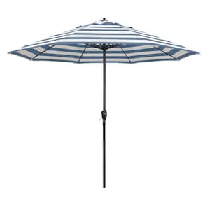 9 ft. Black Aluminum Market Patio Umbrella Auto Tilt in Cabana Regatta Sunbrella