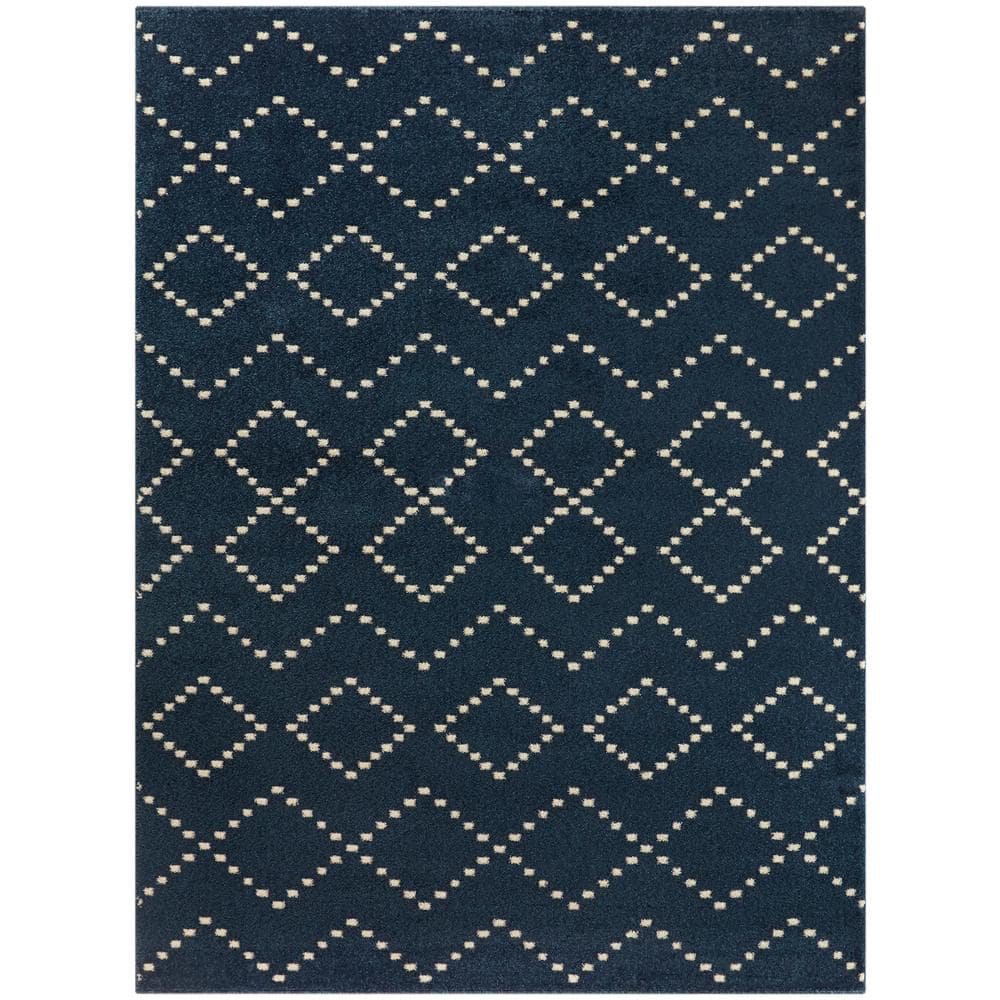 StyleWell Blue Tile Geo 3 ft. x 4 ft. Area Rug 22763 - The Home Depot