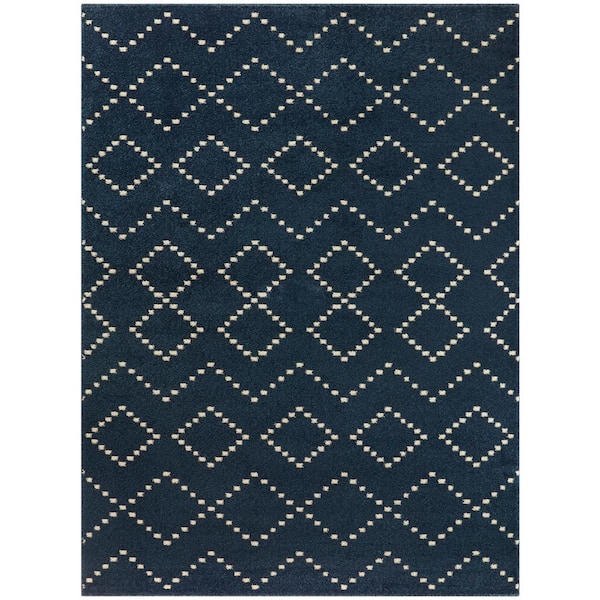 StyleWell Chaiis Navy Blue 5 ft. x 7 ft. Global Area Rug