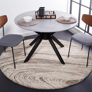 Abstract Charcoal/Ivory 6 ft. x 6 ft. Classic Marble Round Area Rug