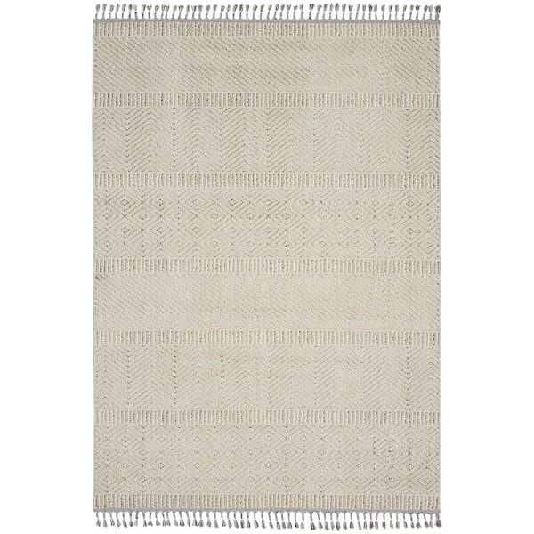 Nourison Paxton Taupe 5 ft. x 8 ft. Geometric Contemporary Area Rug