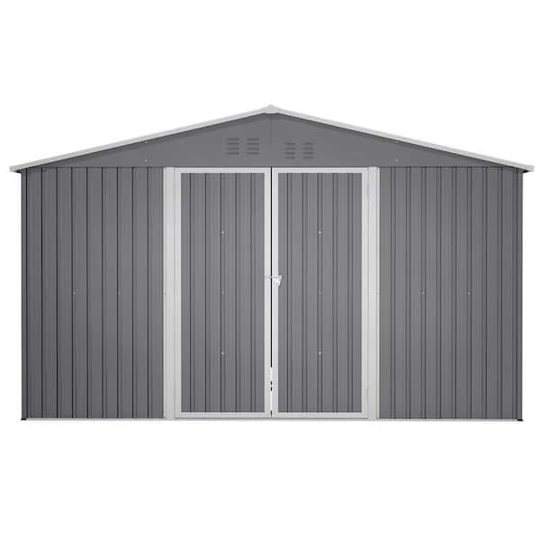 11 ft. W x 13 ft. D Metal Shed with Floor Frame Lockable Double Doors and Vents 140.5 sq. ft. Tool Shed