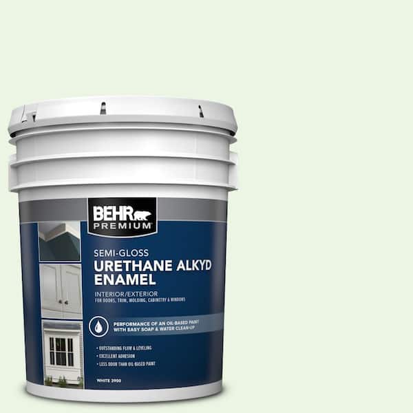 BEHR PREMIUM 5 gal. #430A-1 Mint Hint Urethane Alkyd Semi-Gloss Enamel Interior/Exterior Paint