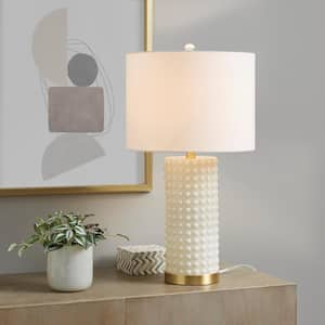 Grace 25.5 in. White/Gold Textured Dot Table Lamp