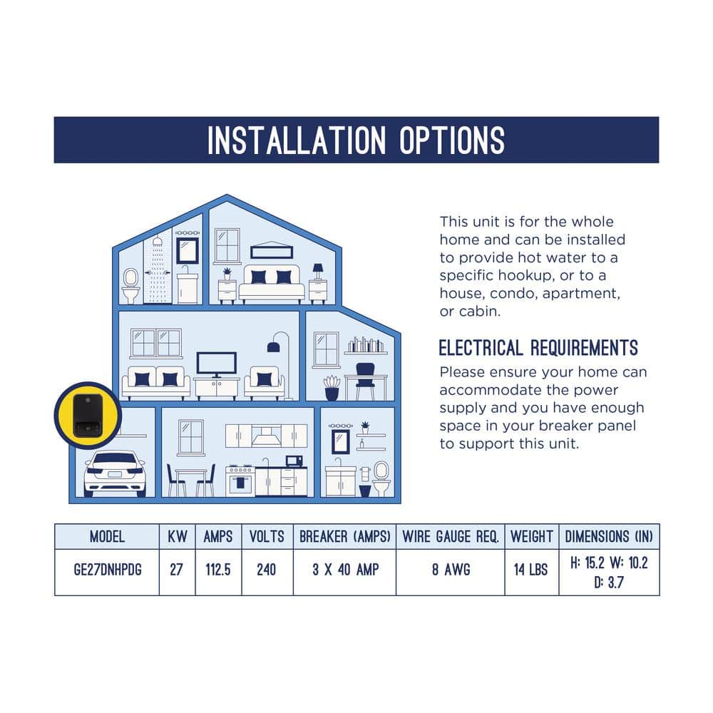 27kW Gray Electric Tankless Water Heater with Digital Display