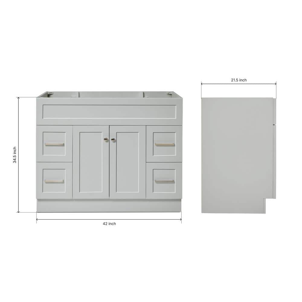 Hamlet 42-Inch Grey Freestanding Bathroom Vanity Cabinet with Brushed Nickel Hardware