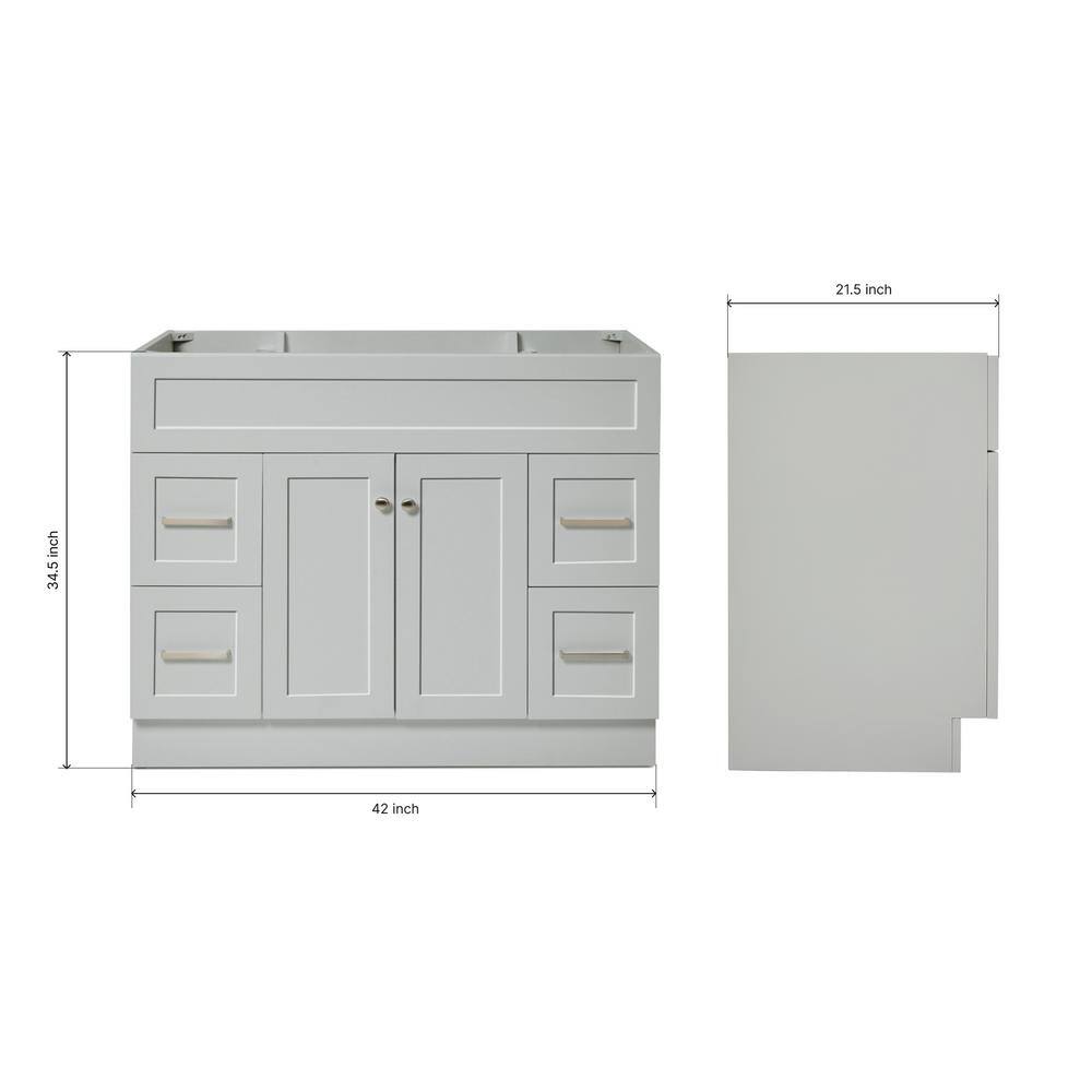 Hamlet 42" Gray Single Freestanding Vanity Cabinet with Nickel Hardware