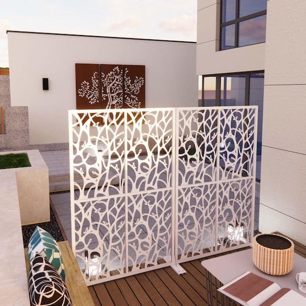 Zeus & Ruta 6 ft. H x 3.8 ft. W White Bird ShapeMetal Privacy