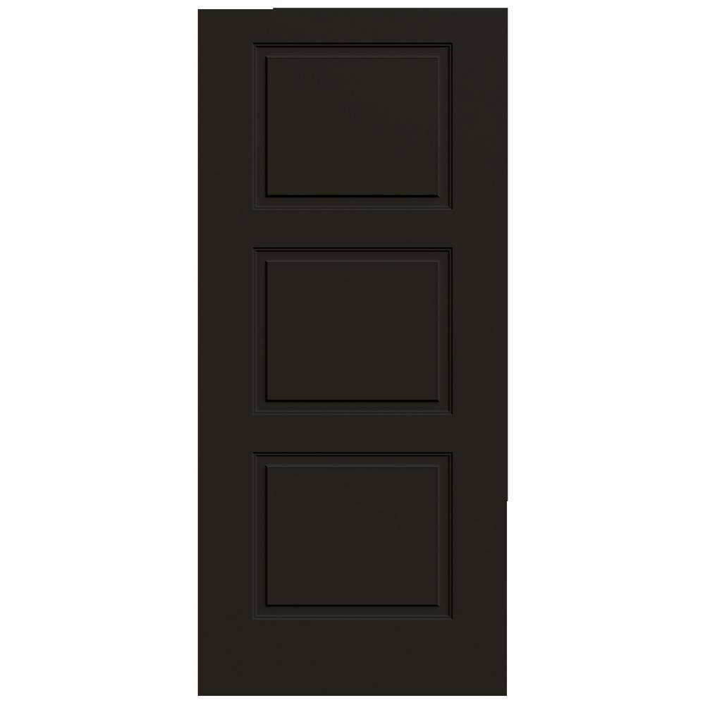 JELDWEN 36 in. x 80 in. 3Panel Equal Universal Reversible Black Steel