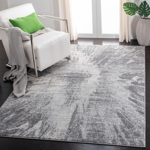 Tulum Ivory/Gray 9 ft. x 12 ft. Rustic Sunburst Area Rug