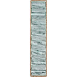 Bordered 16 in. W x 80 in. L Striped Blue / Cream Cotton Table Runner Bordered 16 in. W x 80 in. L Striped Blue / Cream Cotton Table Runner