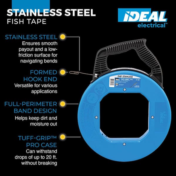 1/8 in. x 240 ft. Tuff-Grip Pro Stainless Steel Fish Tape
