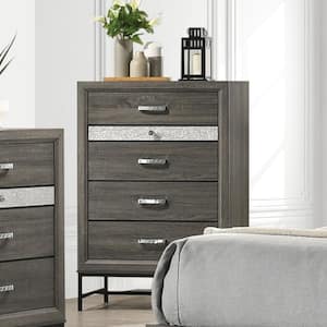 Vurenn Gray 5-Drawer 30.5 in. Chest of Drawers