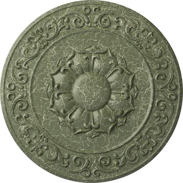 Ekena Millwork 2" x 27-3/4" x 27-3/4" Polyurethane Sydney Ceiling Medallion, Athenian Green Crackle