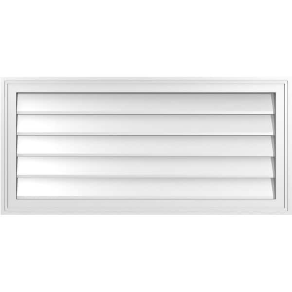 Ekena Millwork 38" x 18" Rectangular White PVC Paintable Gable Louver Vent Non-Functional