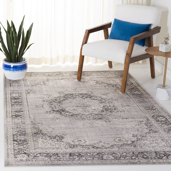 Atlas 8 ft. x 10 ft. Charcoal/Gray Medallion Vintage Area Rug
