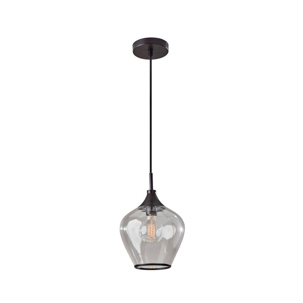 Bradford Dark Bronze Mini Pendant Light with Clear Glass Shade