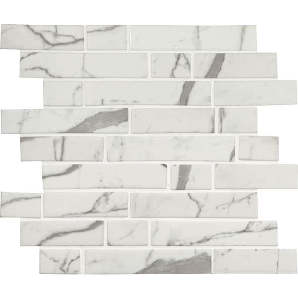 MSI Statuario Celano Interlocking 11.81 in. x 11.81 in. Glossy Glass Patterned Look Floor and Wall Tile (14.55 sq. ft./Case)