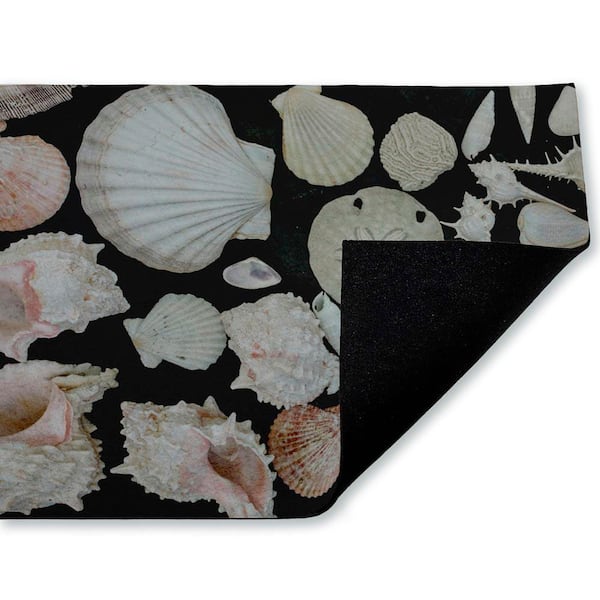 Summer Shells Display Black 18 in. x 30 in. Polyester Non-Slip Outdoor Door Mat