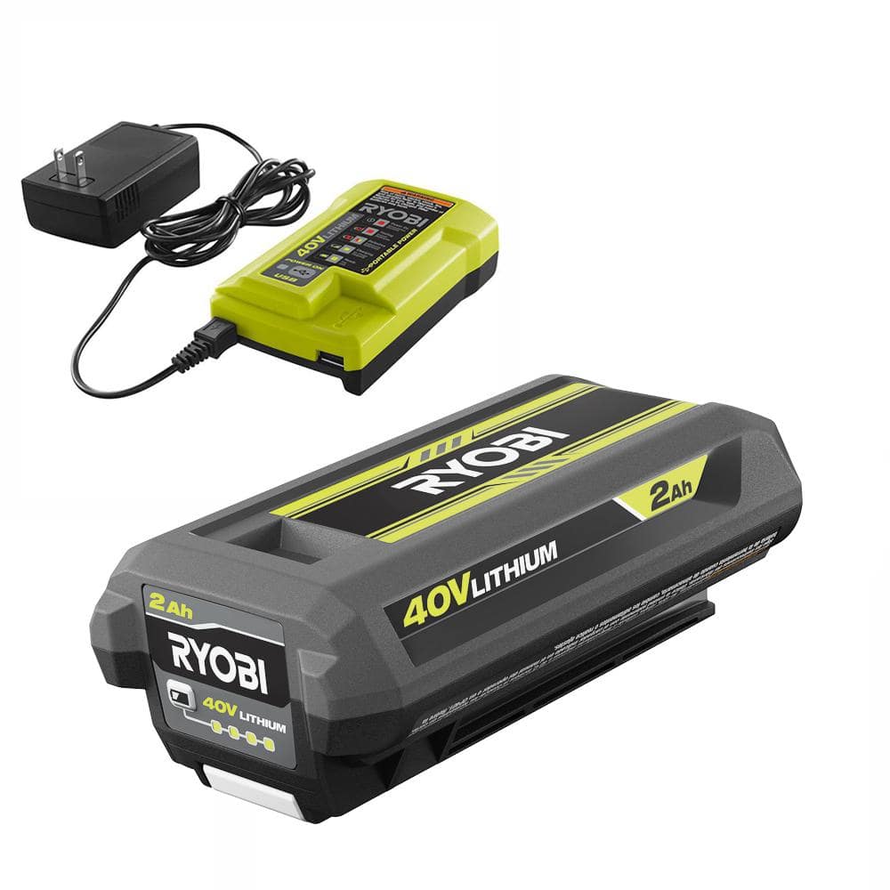 RYOBI 40V Lithium-Ion 2.0 Ah Battery and Charger OP4020A-03 - The Home Depot