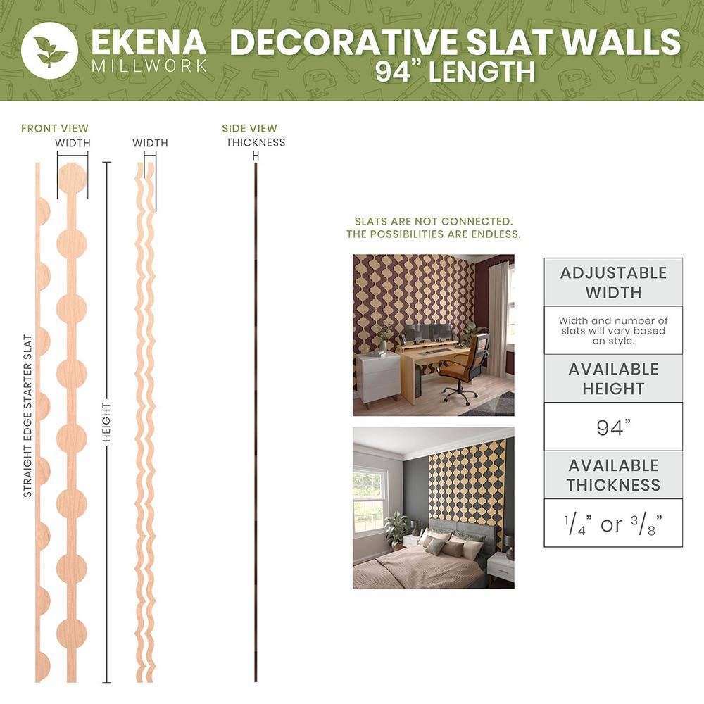 Wabash 94" Adjustable Birch Wood Decorative Slat Wall Panel Kit