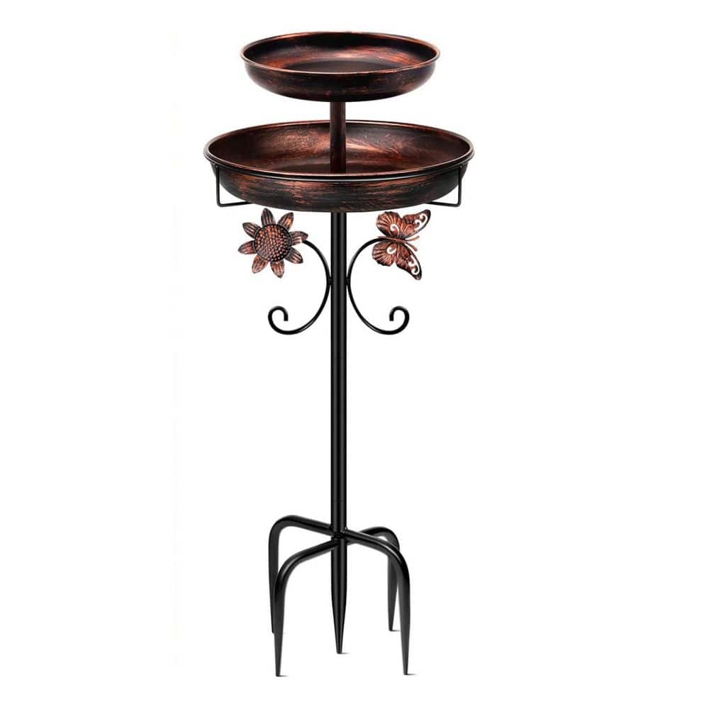 42 in. Antique Bronze Metal Bird Bath Feeder 2-in-1 Design with Upgraded 5-Pronged Base for Garden Patio Yard Decor price history on PriceWatchPro