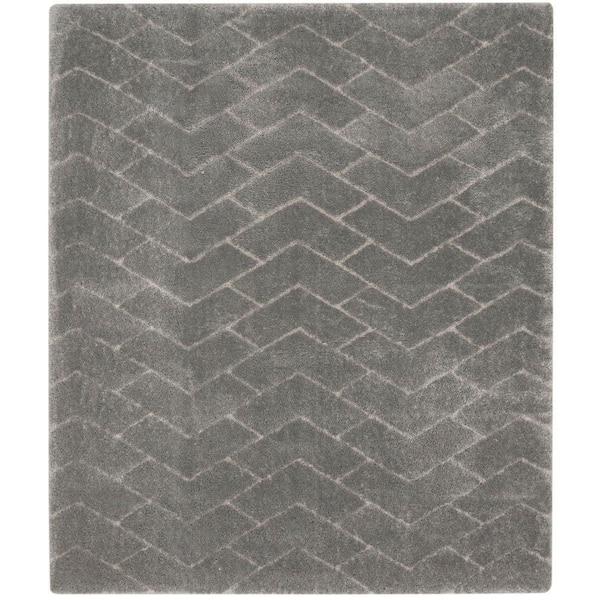 Dreamy Shag Grey 8 ft. x 10 ft. Abstract Contemporary Area Rug
