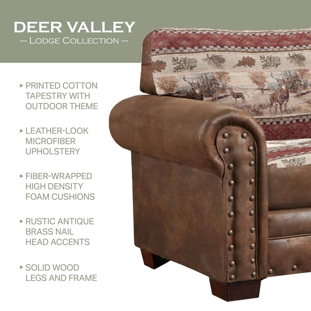 Deer Valley Rustic Lodge-Inspired Ottoman with Nailhead Accents