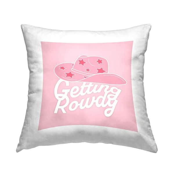 Stupell Industries Western Getting Rowdy Pink Print Polyester 18 in. x 18 in. Throw Pillow