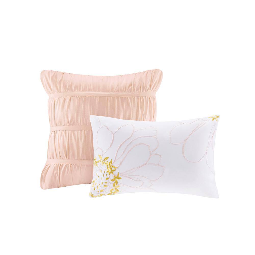 Blush Microfiber Ruffle Reversible Full Comforter Set