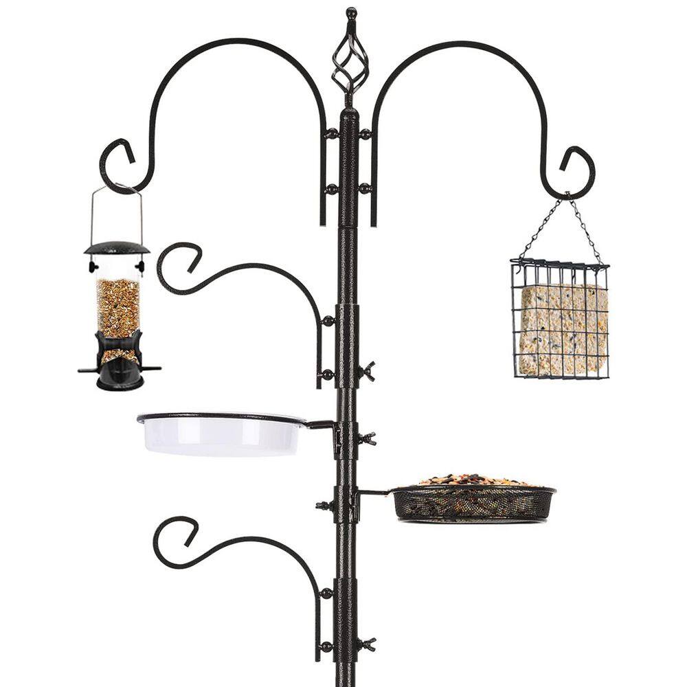 Bird Feeding Station Kit Pole Multi Feeder Hanging Planter Hanger with Suet Feeder Mesh Tray Bird Bath Outdoor price history on PriceWatchPro