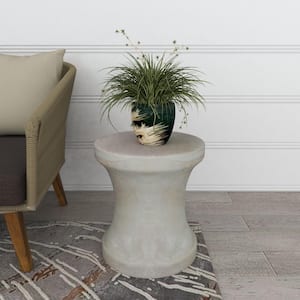 White Round Fiberclay Outdoor Accent Table