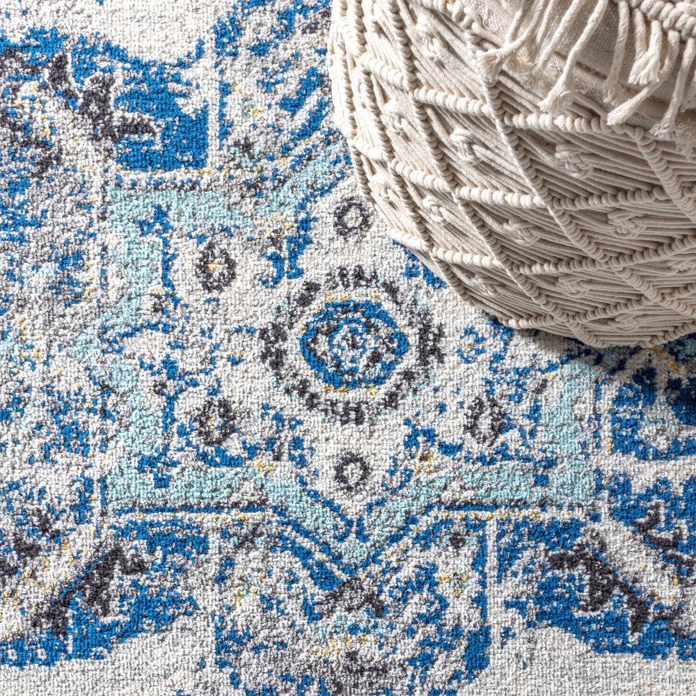 Reversible Blue Synthetic 4' x 6' Rectangular Area Rug