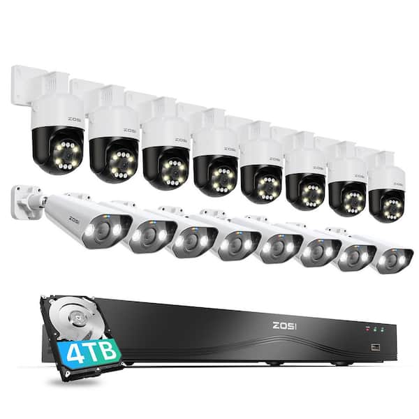 4K 8MP 16-Channel(32CH Expandable) 4TB NVR Home Security Camera System with 16 Wired Outdoor Cameras, Dual-Disk Backup